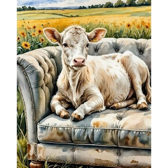 Cow‎ Canvas Wall Art Cozy Cow Retreat LTD EDT Canvas Van Gogh LTD 24x18 - Picture 1 of 6